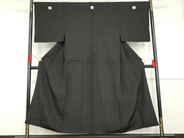 平和屋着物●男性　黒紋付　正絹　逸品　AABG0297cs