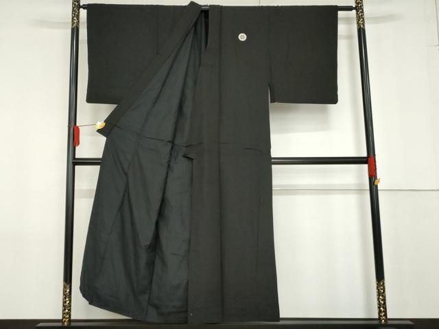 平和屋着物●男性　黒紋付　正絹　逸品　AABG0297cs