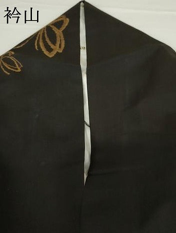 平和屋着物●伝統工芸士　島本瀬光　本場大島紬　地空き　カタス9マルキ　舞蝶文　黒地　証紙付き　正絹　逸品　AABG0299cs