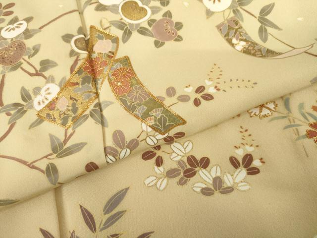平和屋着物●訪問着 駒刺繍 短冊枝花文 金彩 正絹 逸品 AABG0300cs