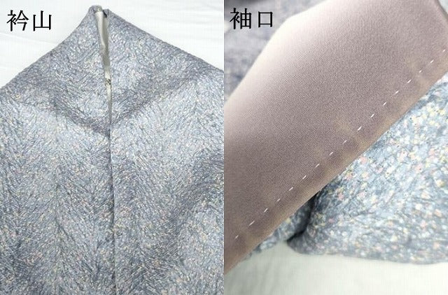 平和屋着物●名門　藤娘きぬたや・杢目絞り　小紋　霞文　正絹　逸品　AABG0301cs