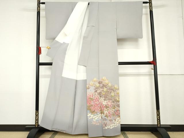 平和屋着物●本場加賀友禅作家　杉浦伸 　色留袖　枝花文　暈し染め　正絹　逸品　AABG0308cs
