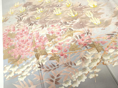 平和屋着物●本場加賀友禅作家　杉浦伸 　色留袖　枝花文　暈し染め　正絹　逸品　AABG0308cs