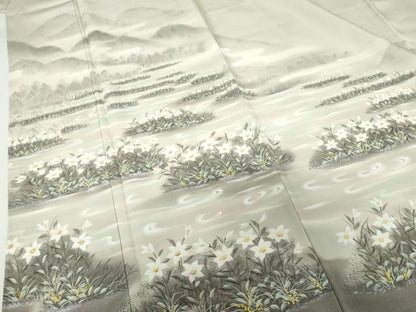 平和屋着物●墨描き友禅 小牧信定 訪問着 尾瀬 暈し染め 正絹 逸品 AABG0312cs