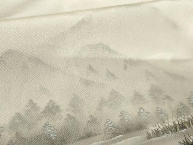 平和屋着物●墨描き友禅 小牧信定 訪問着 尾瀬 暈し染め 正絹 逸品 AABG0312cs
