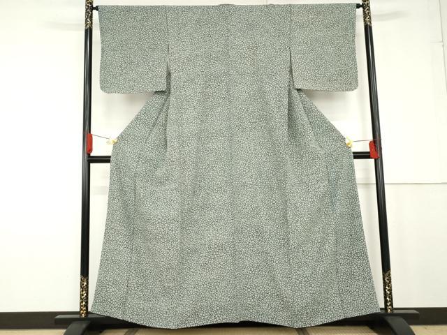 平和屋着物●上質な小紋　本藍　石畳文　正絹　逸品　AABG0317cs