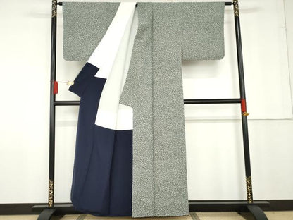 平和屋着物●上質な小紋　本藍　石畳文　正絹　逸品　AABG0317cs