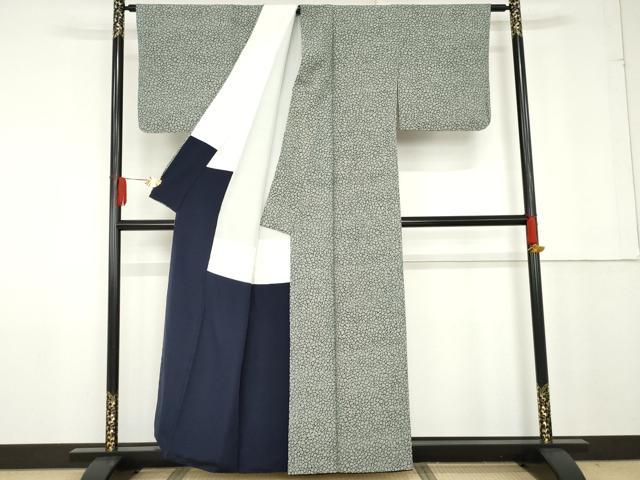 平和屋着物●上質な小紋　本藍　石畳文　正絹　逸品　AABG0317cs