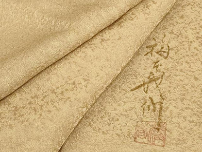 平和屋着物●上質な色無地　作家物　丁子色　正絹　逸品　AABG0320cs