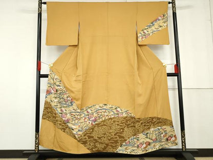平和屋着物●訪問着 中国三大刺繍 汕頭刺繍 スワトウ刺繍 相良刺繍 吉祥枝花文 正絹 逸品 AABG0321cs