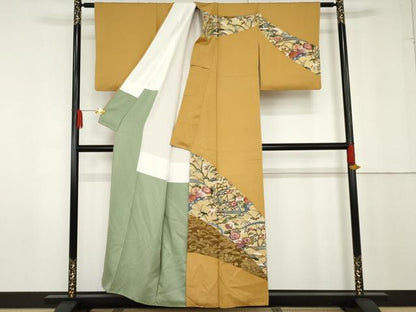 平和屋着物●訪問着 中国三大刺繍 汕頭刺繍 スワトウ刺繍 相良刺繍 吉祥枝花文 正絹 逸品 AABG0321cs