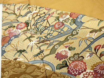 平和屋着物●訪問着 中国三大刺繍 汕頭刺繍 スワトウ刺繍 相良刺繍 吉祥枝花文 正絹 逸品 AABG0321cs
