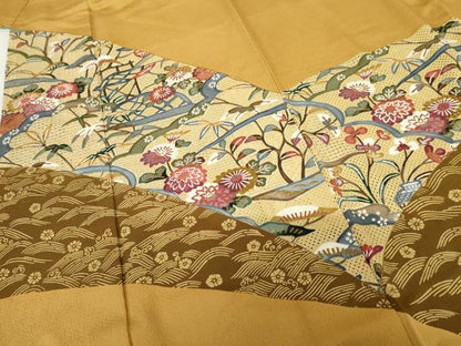 平和屋着物●訪問着 中国三大刺繍 汕頭刺繍 スワトウ刺繍 相良刺繍 吉祥枝花文 正絹 逸品 AABG0321cs