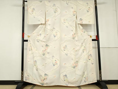 平和屋着物●上質な小紋　地紋起こし　色紙草花文　暈し染め　正絹　逸品　AABG0322cs