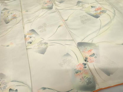 平和屋着物●上質な小紋　地紋起こし　色紙草花文　暈し染め　正絹　逸品　AABG0322cs