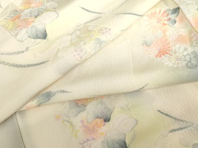 平和屋着物●上質な小紋　地紋起こし　色紙草花文　暈し染め　正絹　逸品　AABG0322cs