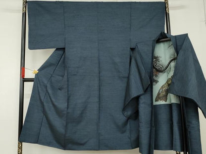 平和屋着物●男性　紬　アンサンブル　霞文　正絹　逸品　AABG0323cs