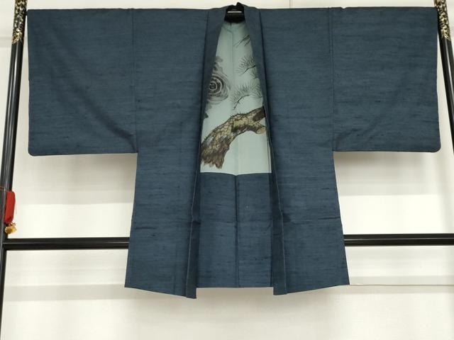 平和屋着物●男性　紬　アンサンブル　霞文　正絹　逸品　AABG0323cs