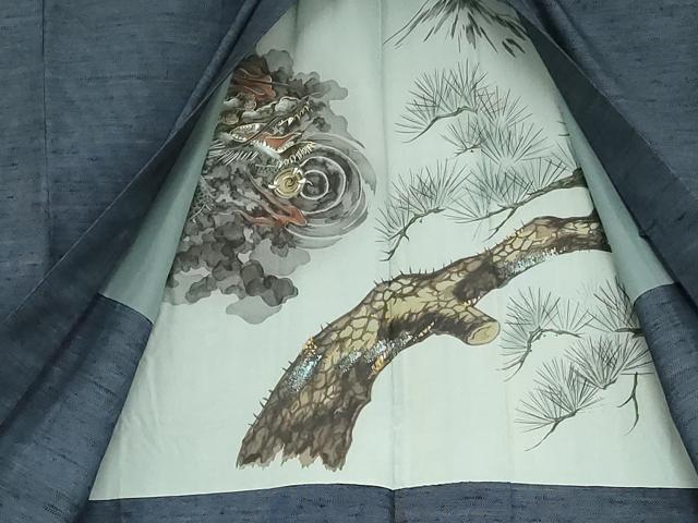 平和屋着物●男性　紬　アンサンブル　霞文　正絹　逸品　AABG0323cs