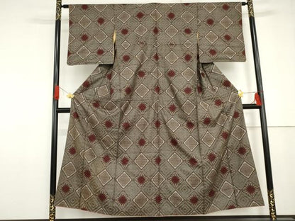 平和屋着物●本場大島紬　龍郷絣　正絹　逸品　AABG0329cs