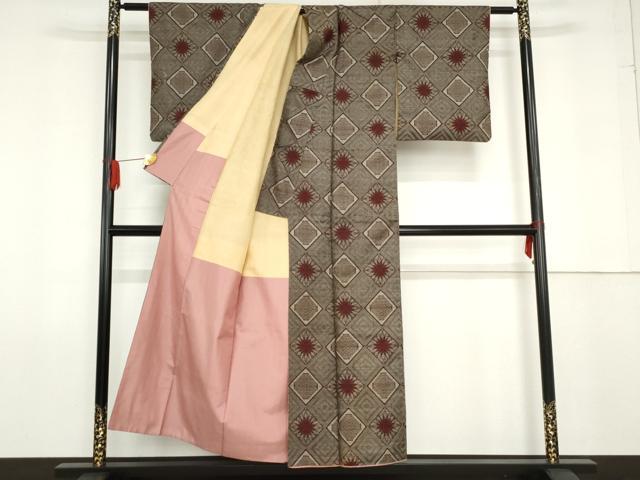 平和屋着物●本場大島紬　龍郷絣　正絹　逸品　AABG0329cs