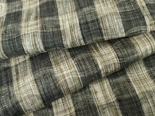 平和屋着物●上質な紬　格子　正絹　逸品　AABG0330cs