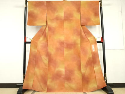 平和屋着物●染色作家　斉藤三才　小紋　霞文　暈し染め　正絹　逸品　AABG0336cs
