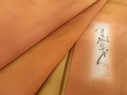 平和屋着物●染色作家　斉藤三才　小紋　霞文　暈し染め　正絹　逸品　AABG0336cs