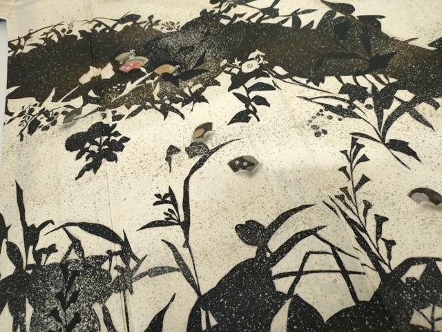 平和屋着物●訪問着 地紙草花シルエット 金銀彩 正絹 逸品 AABG0340cs