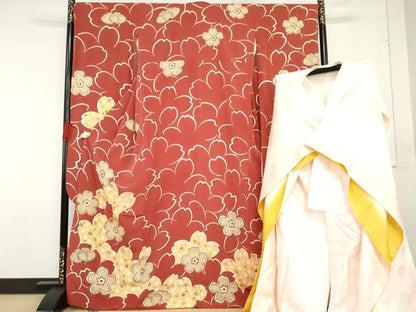 平和屋着物●豪華振袖・長襦袢(袷)セット 友禅 駒刺繍 舞花文 金彩 正絹 逸品 AABG0341cs