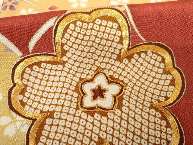 平和屋着物●豪華振袖・長襦袢(袷)セット 友禅 駒刺繍 舞花文 金彩 正絹 逸品 AABG0341cs