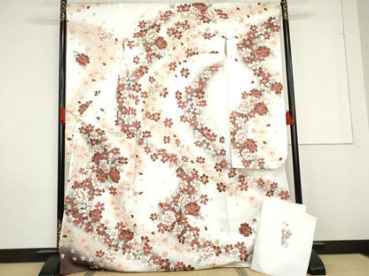 平和屋着物●H・L（アッシュエル）　HENRI-LUC CHAPUIS　振袖　草花文　暈し染め　洗える着物　未使用　AABG0346cs