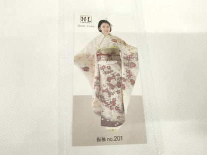 平和屋着物●H・L（アッシュエル）　HENRI-LUC CHAPUIS　振袖　草花文　暈し染め　洗える着物　未使用　AABG0346cs