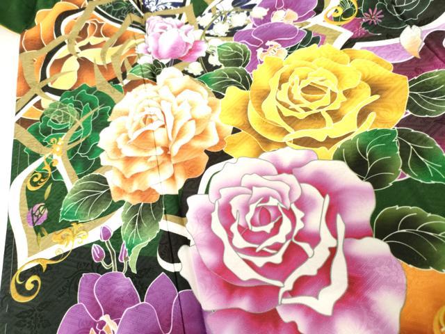 平和屋着物●豪華振袖　花蝶文　洗える着物　未使用　AABG0347cs