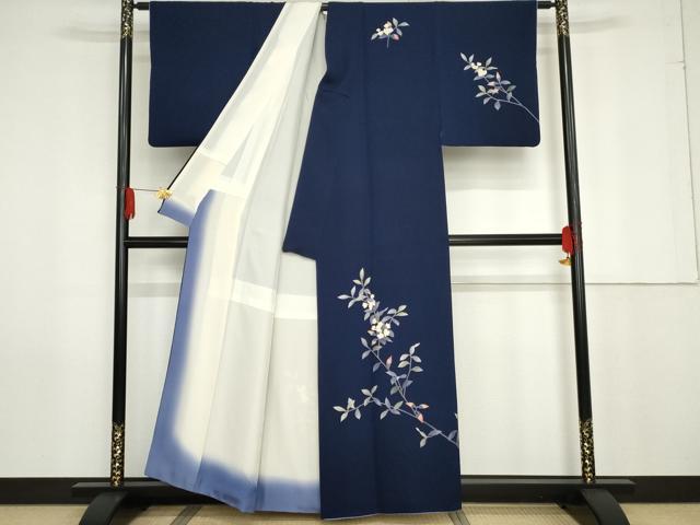 平和屋着物●本加賀友禅作家　南克治　訪問着　枝花文　正絹　逸品　AABG0350cs