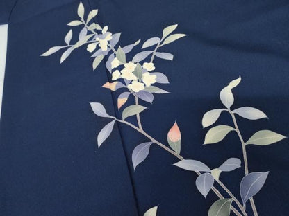 平和屋着物●本加賀友禅作家　南克治　訪問着　枝花文　正絹　逸品　AABG0350cs