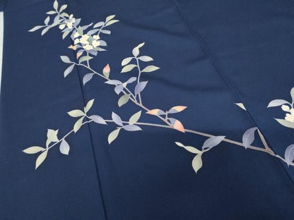 平和屋着物●本加賀友禅作家　南克治　訪問着　枝花文　正絹　逸品　AABG0350cs