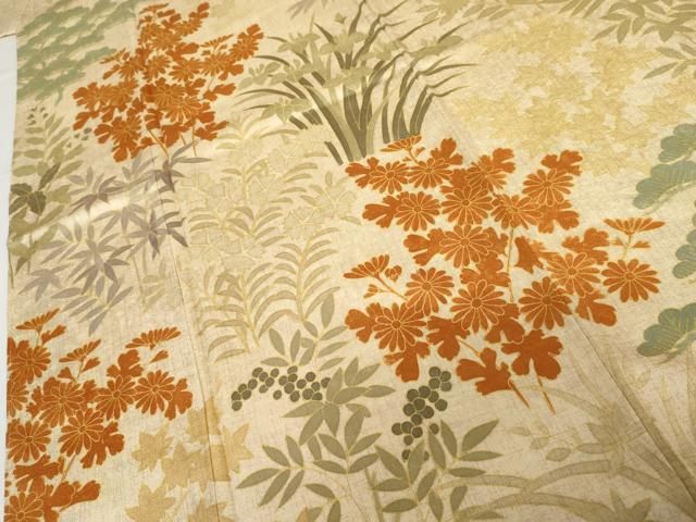 平和屋着物●上質な小紋 吉祥枝花文 高島屋扱い 反端付き 正絹 逸品 未使用 AABG0354cs