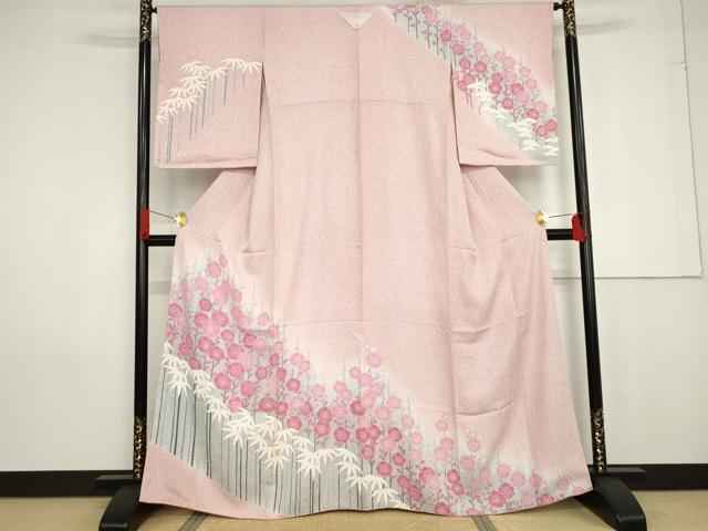 平和屋着物●訪問着 松竹梅文 たたき染め 高島屋扱い 正絹 逸品 AABG0355cs