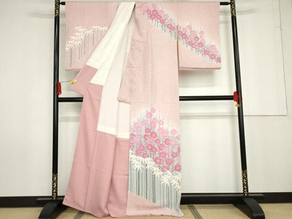 平和屋着物●訪問着 松竹梅文 たたき染め 高島屋扱い 正絹 逸品 AABG0355cs