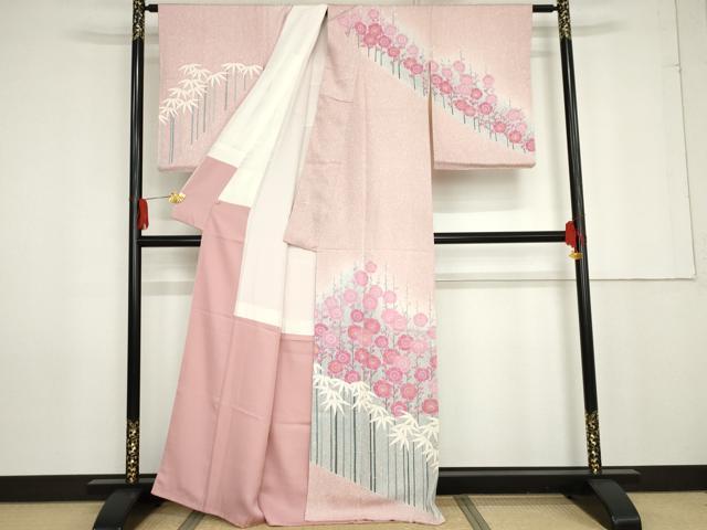 平和屋着物●訪問着 松竹梅文 たたき染め 高島屋扱い 正絹 逸品 AABG0355cs