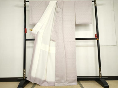 平和屋着物●上質な色無地　草花地紋　鴇鼠色　正絹　逸品　AABG0357cs