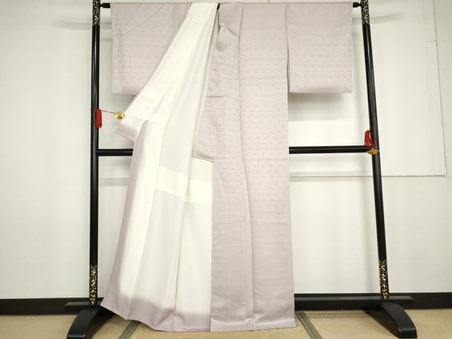 平和屋着物●上質な色無地　草花地紋　鴇鼠色　正絹　逸品　AABG0357cs