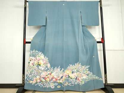 平和屋着物●本加賀友禅作家　久恒俊治　色留袖　松竹梅花文　正絹　逸品　AABG0359cs