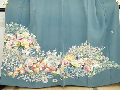 平和屋着物●本加賀友禅作家　久恒俊治　色留袖　松竹梅花文　正絹　逸品　AABG0359cs