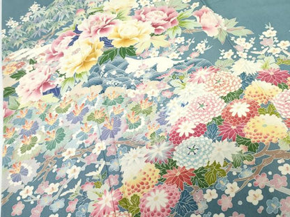 平和屋着物●本加賀友禅作家　久恒俊治　色留袖　松竹梅花文　正絹　逸品　AABG0359cs