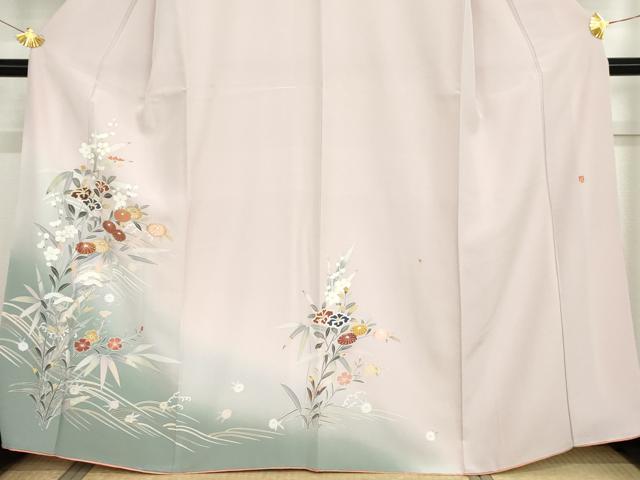 平和屋着物●訪問着　友禅　作家物　立波枝花文　暈し染め　金彩　正絹　逸品　AABG0362cs