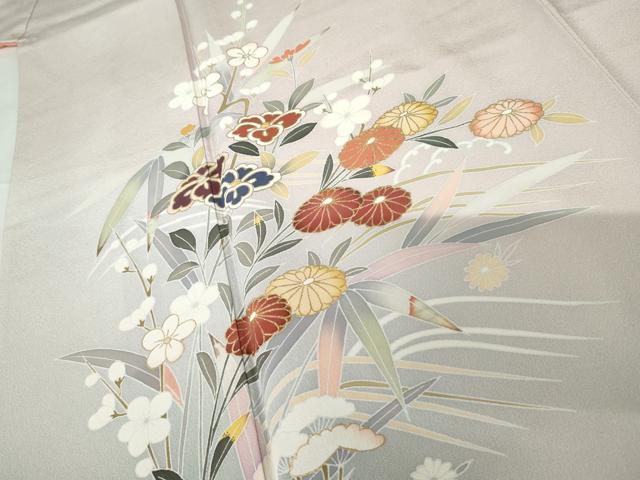 平和屋着物●訪問着　友禅　作家物　立波枝花文　暈し染め　金彩　正絹　逸品　AABG0362cs