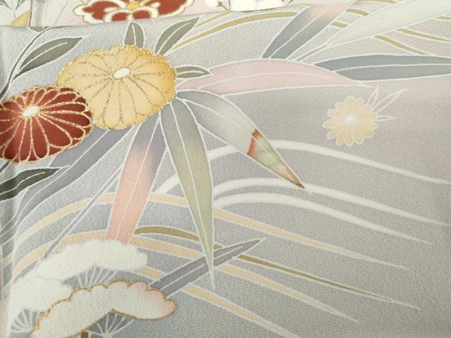 平和屋着物●訪問着　友禅　作家物　立波枝花文　暈し染め　金彩　正絹　逸品　AABG0362cs