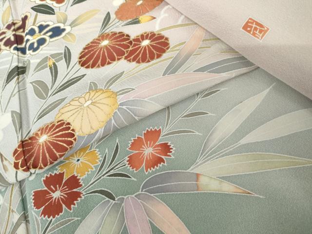 平和屋着物■訪問着　枝花文　暈し染め　金彩　正絹　逸品　AABI0283st 平和屋着物□訪問着 枝花文 銀彩 逸品 DAAI2023rt 平和屋着物